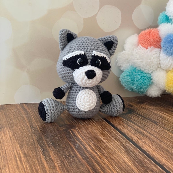 Crochet Raccoon, Crochet Animal, Crochet Baby Raccoon, Knitted Raccoon, Crochet Toys, Plush Doll, Stuffed Doll, Knitted Animals, Raccoon