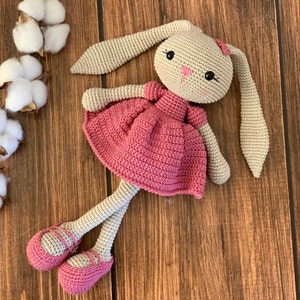 Personalized Crochet Bunny Doll, Customized Rabbit For Sale, Crochet Animals, Customized Long Ear Bunny, Stuffed Bunny, Crochet Rabbit