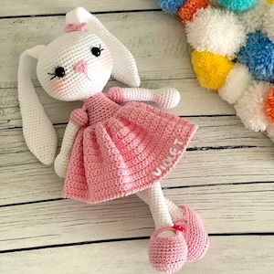 Personalized Crochet Bunny Doll, Customized Rabbit For Sale, Crochet Animals, Customized Long Ear Bunny, Stuffed Bunny, Crochet Rabbit