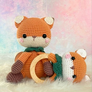 Crochet Fox, Finished Crochet Animals,  Baby Rattle, Amigurumi Fox, Crochet Baby Rattle, Amugurumi Animals