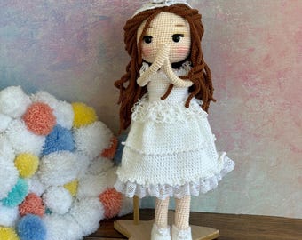 Novia de crochet, muñeca princesa, muñeca de novia amigurumi, muñeca hecha a mano en venta, muñeca de novia, regalo de San Valentín, muñeca de crochet en venta