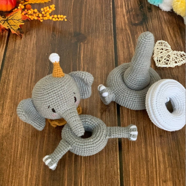 Crochet Stacking Toy, Crochet Montessori Toy, Montessori Baby Toys, Educational Toy , Montessori Toys, Ludasamigurumi, Stacking Elephant image 5
