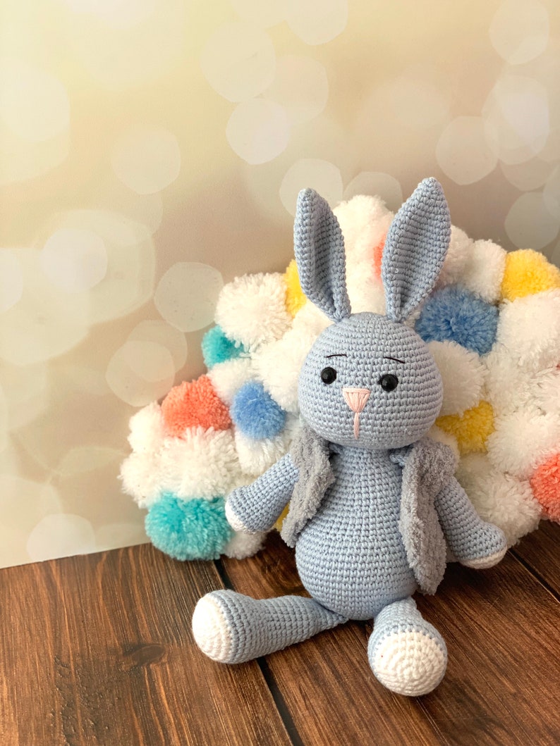 Personalized Crochet Bunny Doll, Long Ear Rabbit For Sale, Crochet Animals, Customized Long Ear Bunny, Knitted Stuffed Bunny image 9