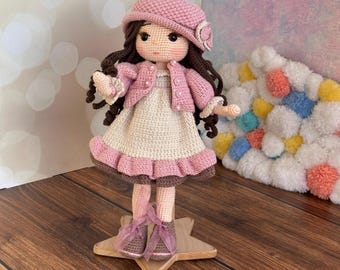 Muñeca Princesa de Crochet, Muñeca con Vestido Rosa de Crochet, Muñeca de Crochet, Regalo Hecho a Mano, Regalo para Niños, Muñeca en Venta, Regalo de Cumpleaños, Regalo para Nieta