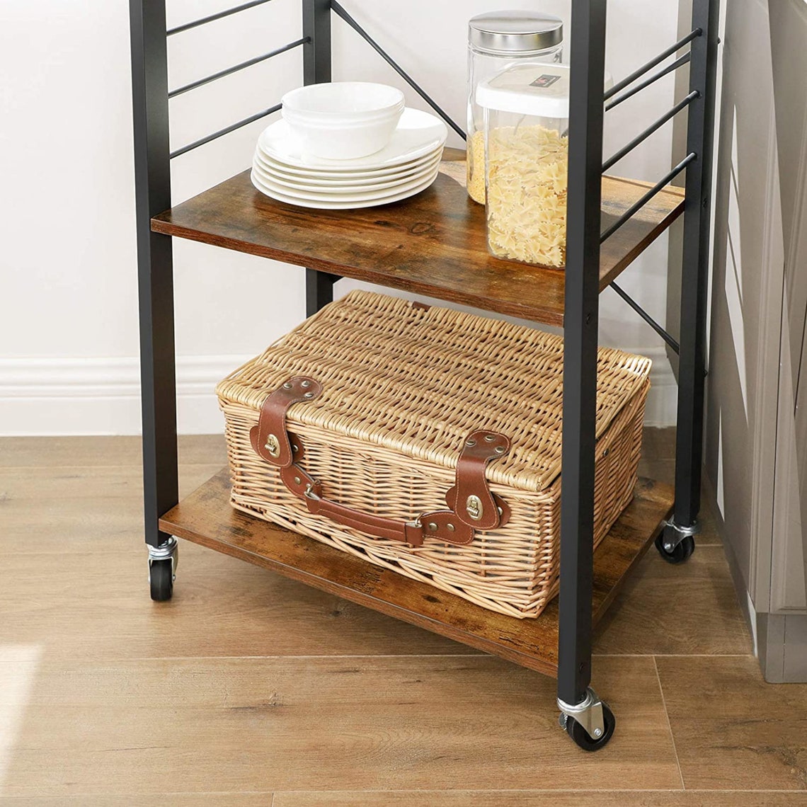 Kitchen Shelf on Wheels Serving Trolley With 3 Levels Etsy UK