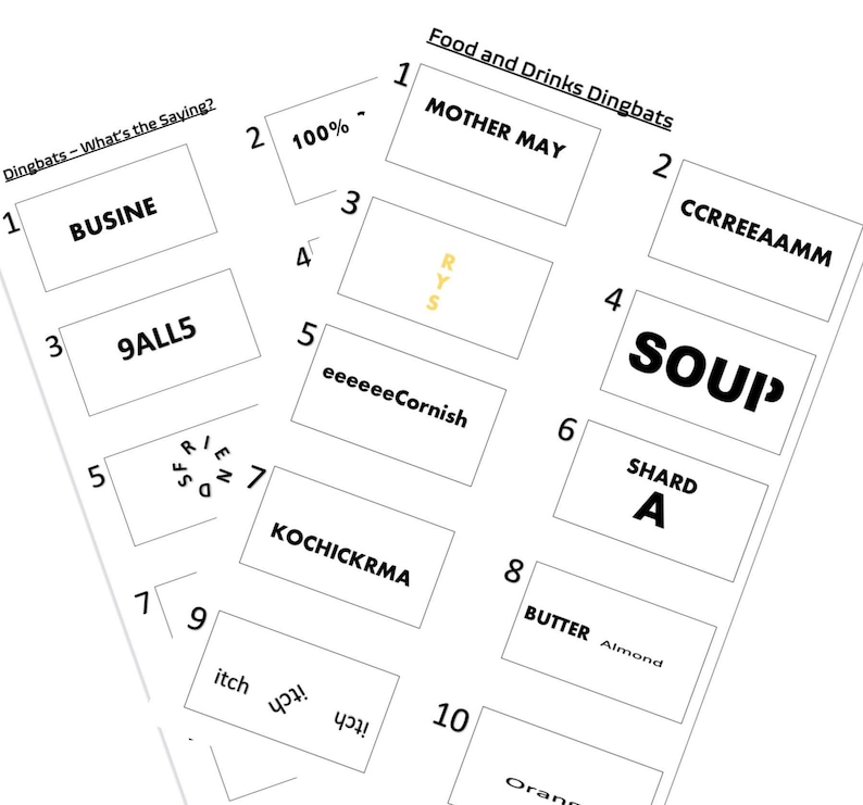 Two Printable Dingbats Quiz Rounds and Answers - Etsy UK