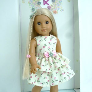 ROSE FRILL DRESS Flower Hair Clip handmade to fit American Girl Our Generation Dolls 18 inch doll clothes