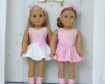 Completo da balletto in 4 pezzi - Vestiti fatti a mano per bambole da 18 pollici