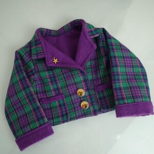 Doll School Uniform: Check Blazer, Gingham Dress, Bow Clip - Handmade18 Inch Dolls Clothes image 9