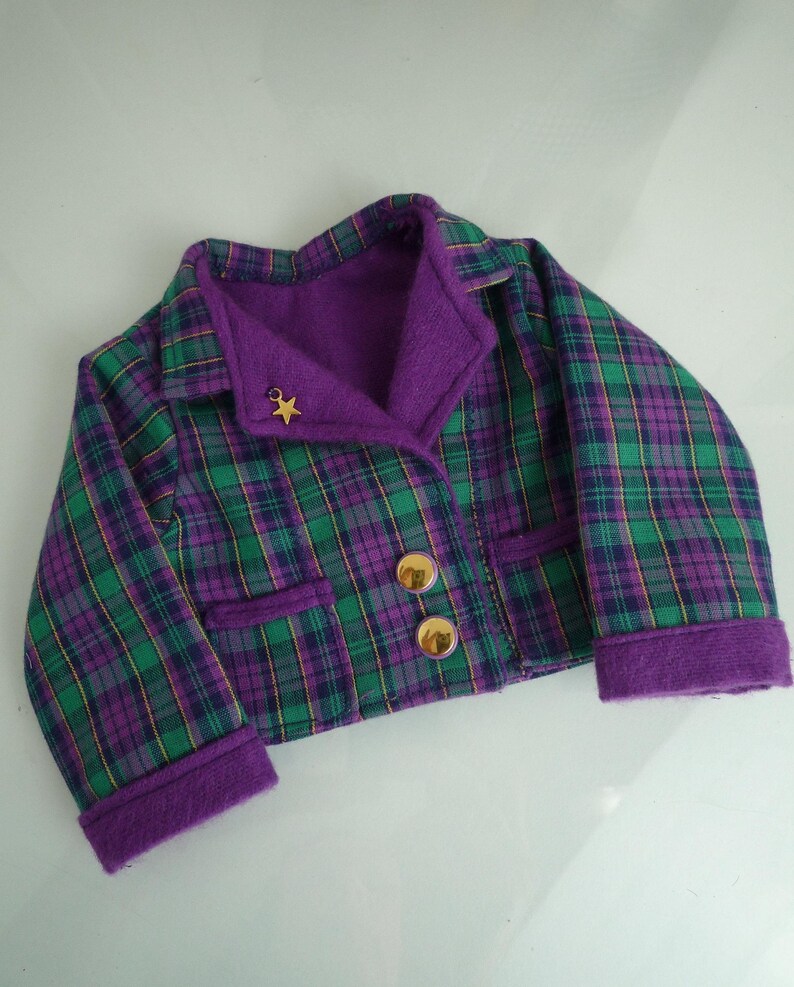Doll School Uniform: Check Blazer, Gingham Dress, Bow Clip - Handmade18 Inch Dolls Clothes image 9