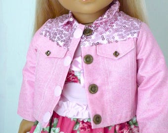 Pink Sequin Jacket  - Handmade 18 inch doll clothes