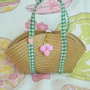 Stroh Strandtasche - Handgemachtes Puppenzubehör für 18 Zoll Puppen - American Doll Our Generation Stroh Strandtasche Baumwollriemen - Haarschleife