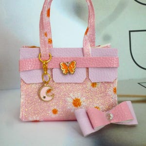 PUPPEN HANDTASCHE - Handgefertigtes Puppen Zubehör für 18 Zoll Puppen - Handtasche Passende Haarschleife