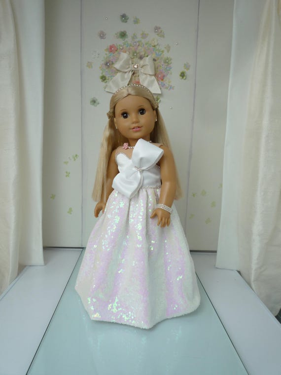Sequin Doll Long Dress & Bow: Handmade 18 Inch Doll Clothes to Fit American Girl Our Generation - Etsy UK Sequin Doll Long Dress & Bow: Handmade 18 Inch Doll Clothes to Fit American Girl Our Generation - Etsy UK