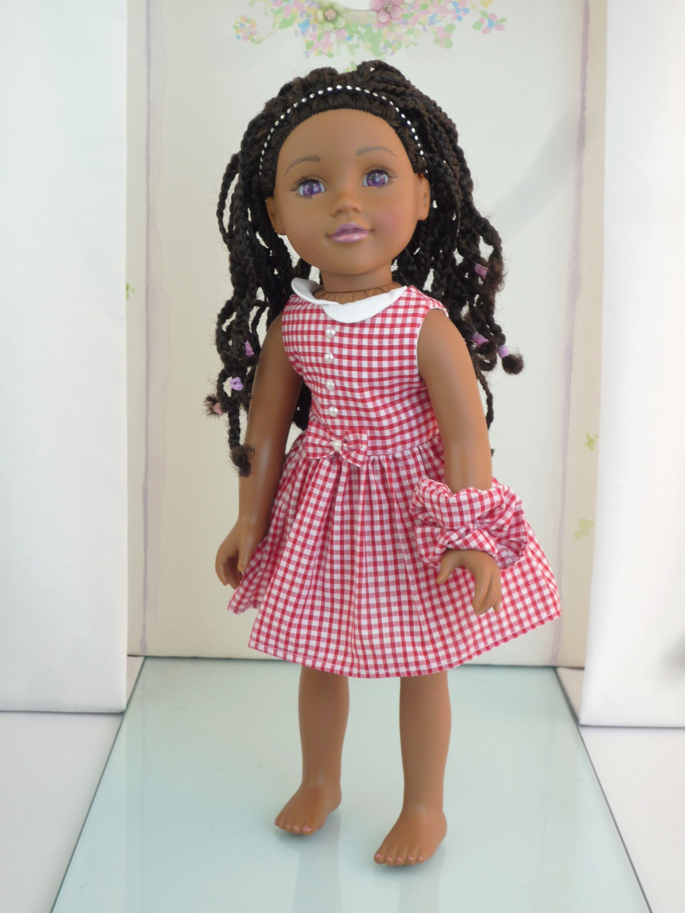 Handmade DESIGNAFRIEND DOLL Back to School Lemon and White Check Dress Matching Scrunchie 18 Inch Doll Clothes Etsy