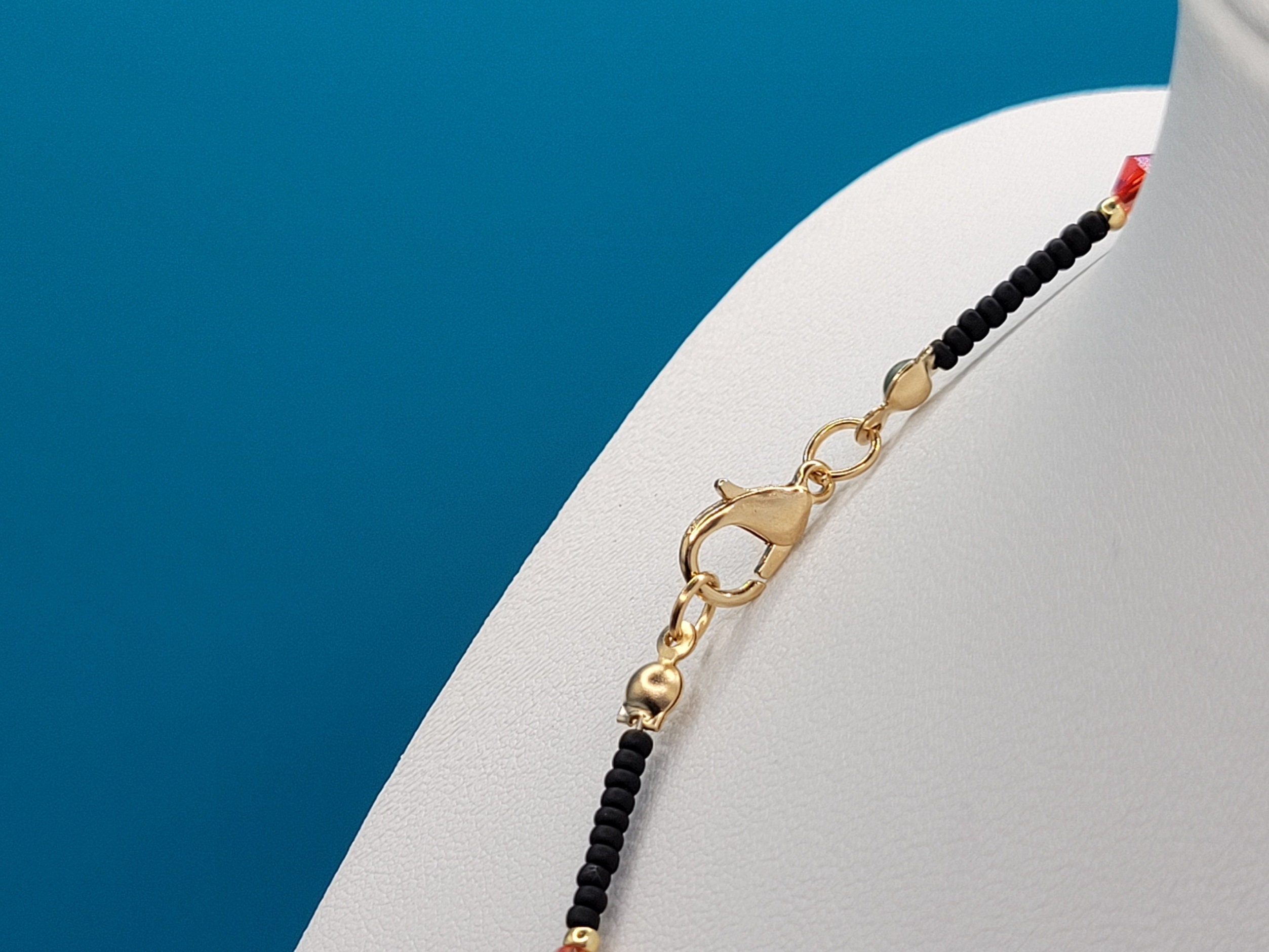 Black and Gold Bead Necklace Set Red and Black Beaded Etsy