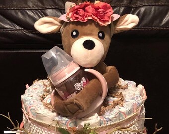 Floral Deer Diaper cake