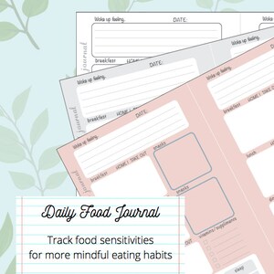 Digital Printable Daily Food Journal, Meal Planner, Food Sensitivity Tracker, Gluten Free Journal, Celiac Food Tracker, Meal Planner