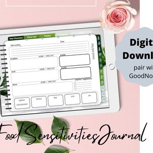 Food Sensitivities Journal. Daily tracking of food intake. Pair with GoodNotes5. Celiac, Gluten Free, Allergies, meal tracker, weightloss