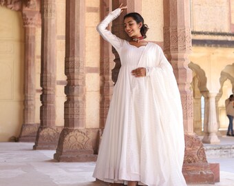 white anarkali frocks
