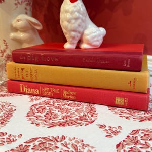 Red and Gold BOOK STACK for Interior Design Shelf Risers for Decorating on Shelves, Built-ins and Bookcases - Valentine’s Day Display Decor