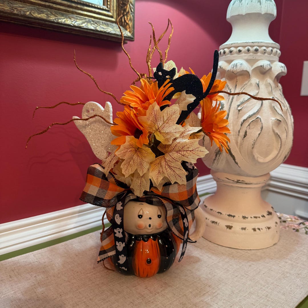 Johanna Parker Vintage Style Halloween Fall Floral Ceramic Ghost Mug ...