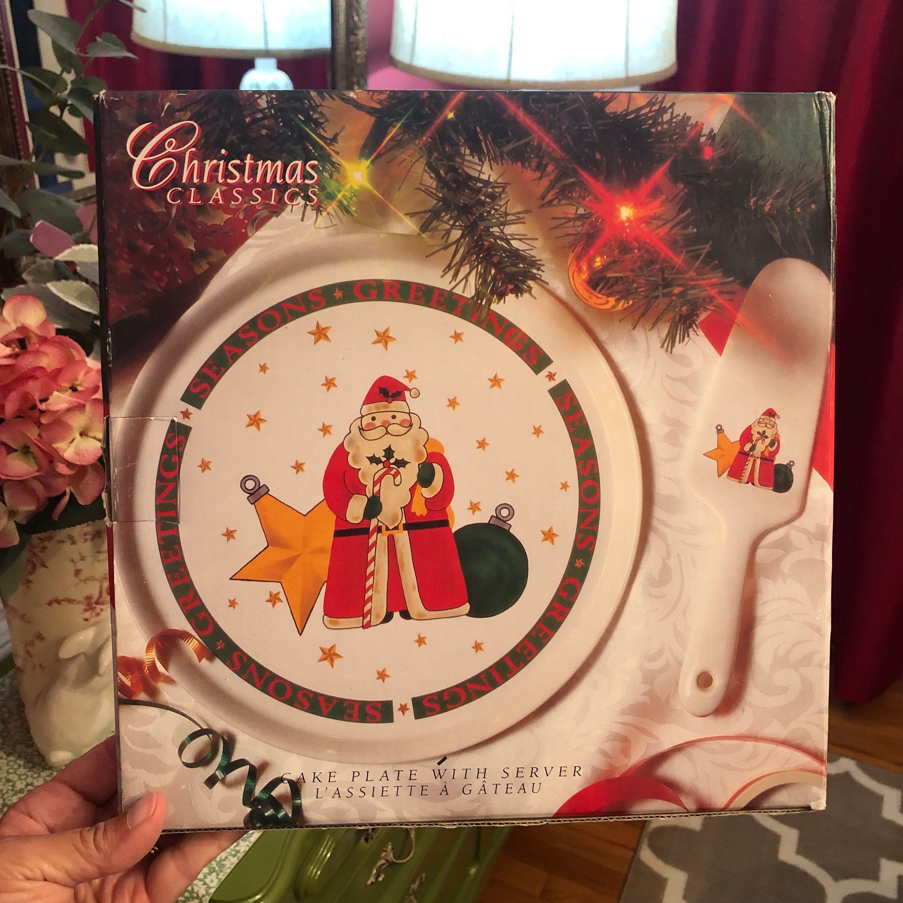 2024新作モデル Vintage Christmas Holiday Santa Stoneware Cake Plate and 皿・プレート