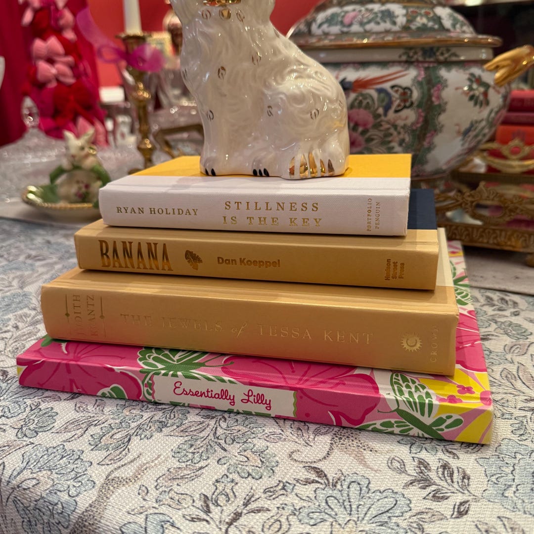 Pink Yellow Green Summer BOOK STACK for Interior Design Shelf Risers ...