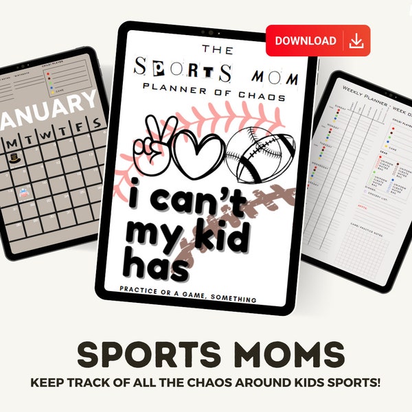 Sports Mom Planner of "Chaos" 2024 - Digital planner, Printable planner