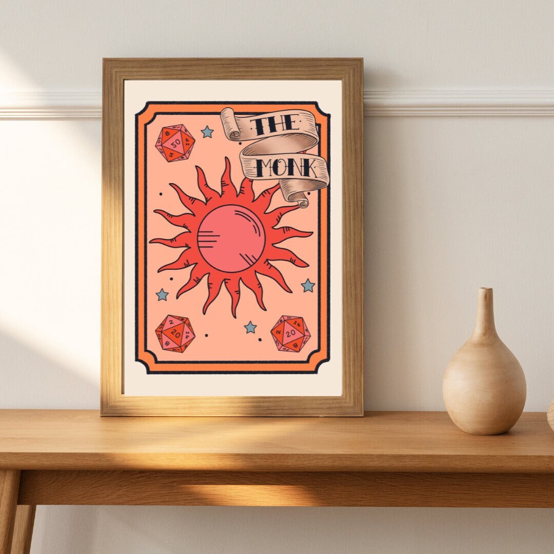 The Monk Printable, Digital Download, Printable Wall Art, DND, RPG