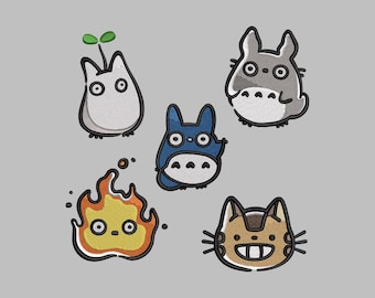 Chibi Ghibli-borduurbestand, direct downloaden, meerdere machine-indelingen, borduurmotief animefilm