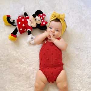 Organic Cotton Red Romper, Organic Baby Knit Romper , Christmas Organic Baby Romper