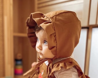 Brown Baby Sunbonnet, Cotton Sunbonnet, Baby Sunbonnet, Cotton Brown Sunbonnet, Baby hat