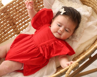 Red Baby Romper, Newborn or Birthday Gift, Red First Birthday