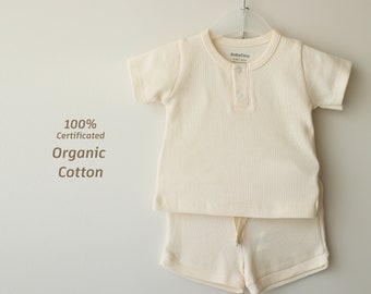 Organic Cotton Baby t-shirt and short set, Organic Summer Set, Certificated Organic Baby Basics