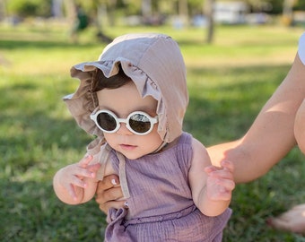 Beige Baby Sunbonnet, Cotton Sunbonnet, Baby Sunbonnet, Cotton Beige Sunbonnet, Baby hat