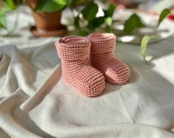 Organic Cotton Baby Knit Socks , Mint Organic Baby Shoes, 6-12 Months