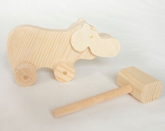 Montessori Wooden Hippopotamus Toy, Montessori Toys