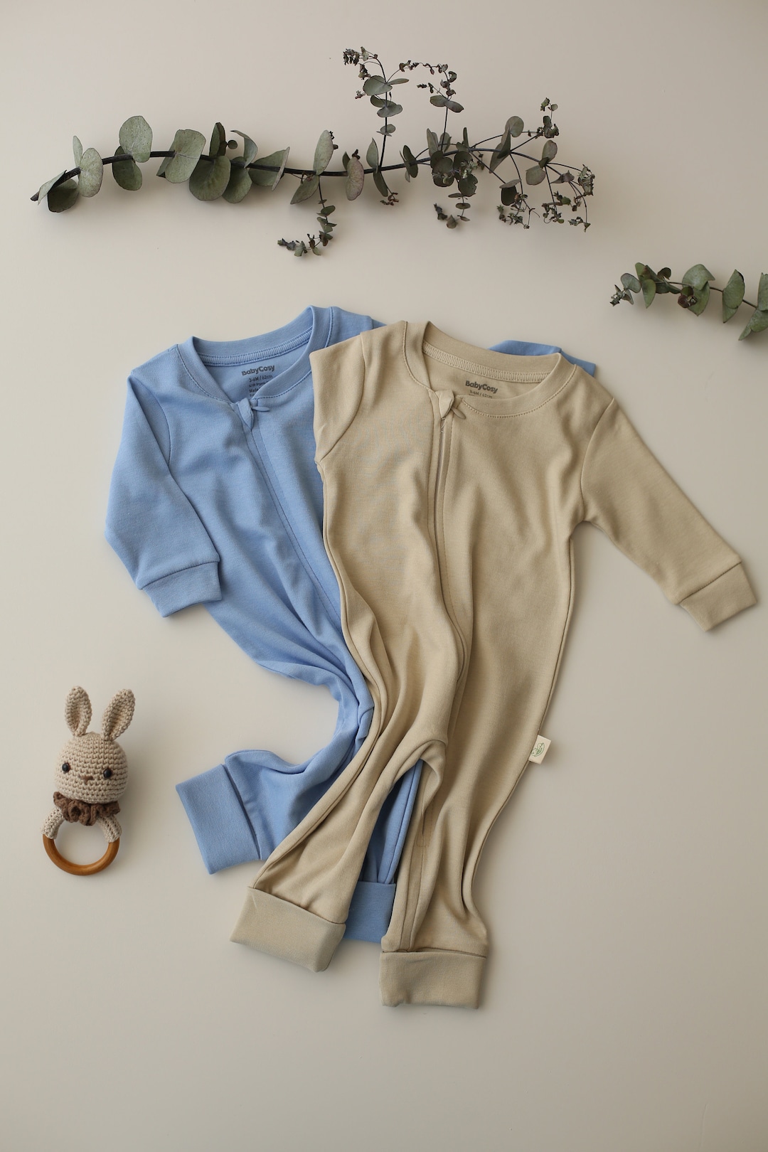 Baby Striped Sleeveless Jumpsuit – Sandy Beige main image 1