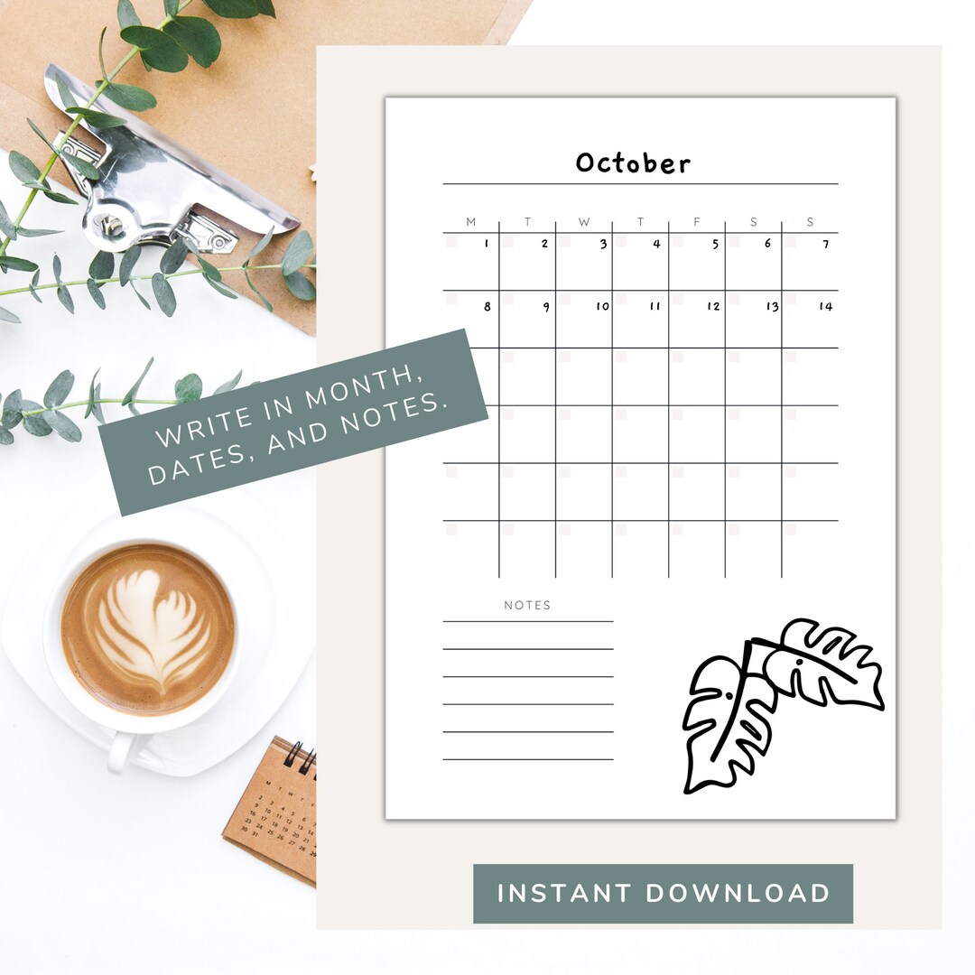 Blanko Monatskalender To Do Liste Minimaler Monatskalender - Etsy Schweiz