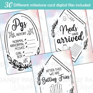 Infertilidad IUI FIV Stims Recuperación Transferencia Tratamiento Milestone Cards pdf png Archivos digitales
