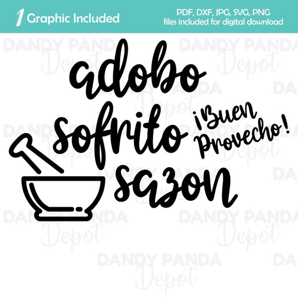 Adobo Sofrito Sazon Buen Provecho Graphique numérique svg dxf pdf png jpg