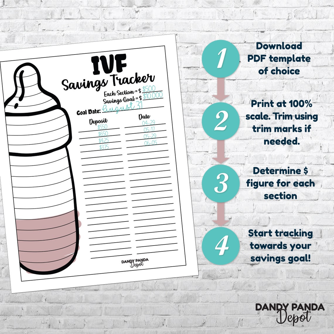 IVF IUI Infertility Printable Savings Tracker PDF Digital Download - 12 ...