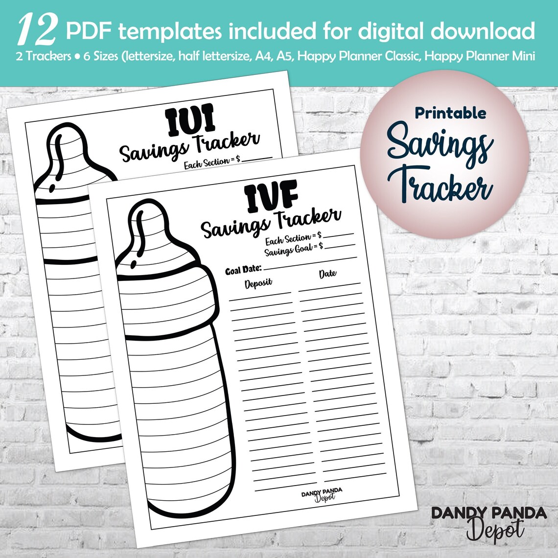 IVF IUI Infertility Printable Savings Tracker PDF Digital Download - 12 ...