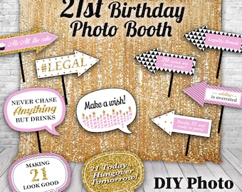 21歳の誕生日の写真ブース小道具デジタルファイル DIY png jpg pdf