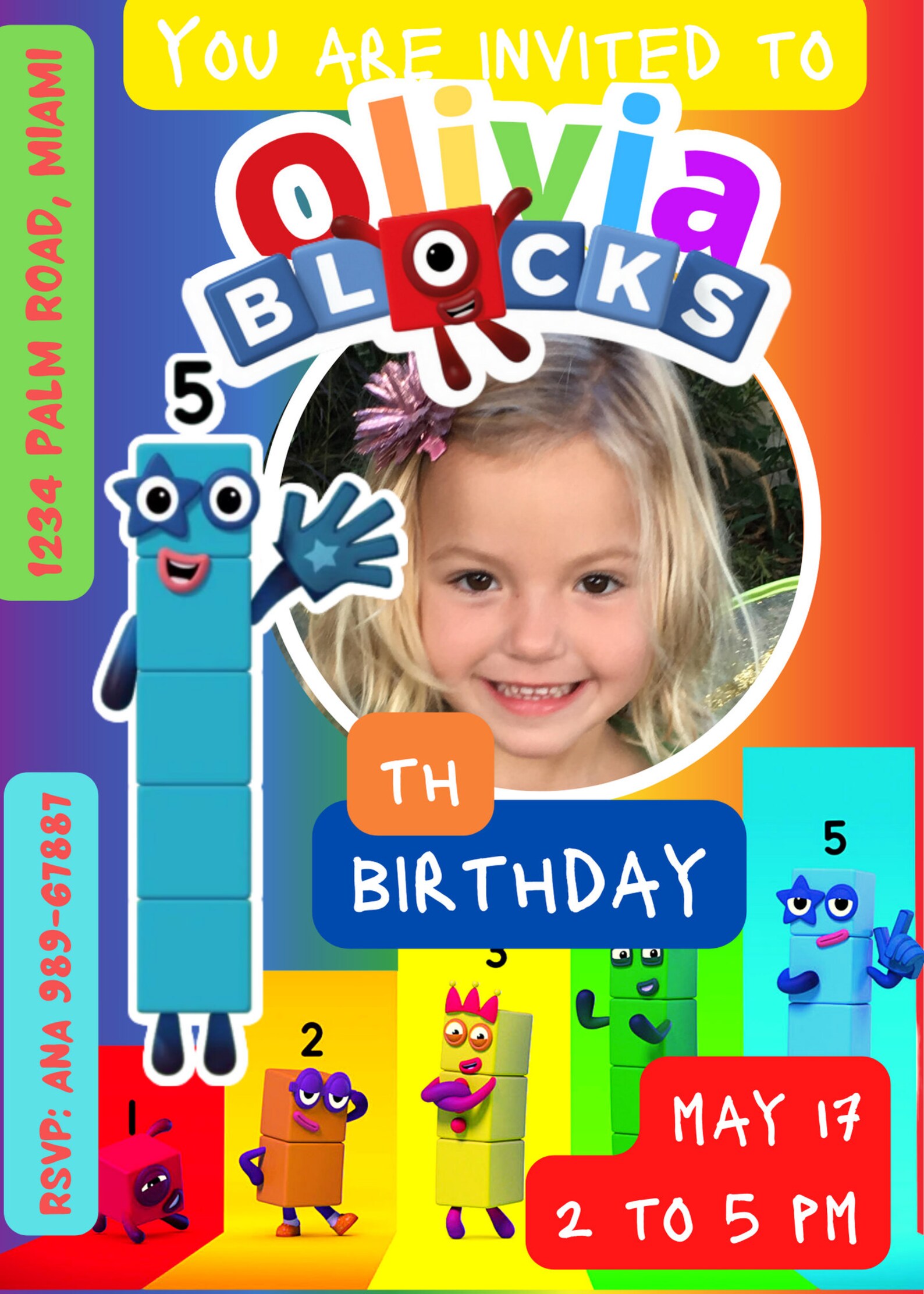 Numberblocks Birthday Invitation Numberblocks Party Etsy Ireland