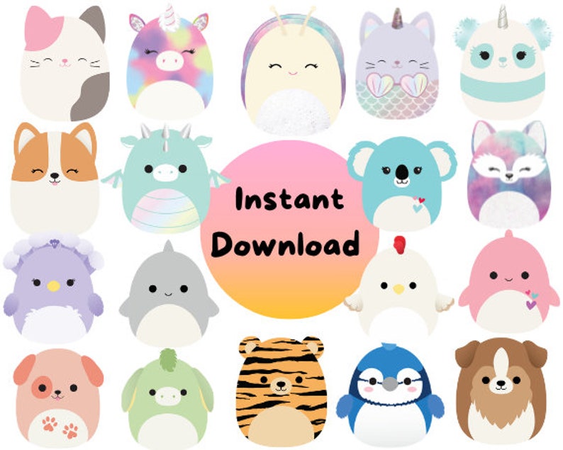 Squishmallows 100 PNG Clipart Images With Transparent - Etsy