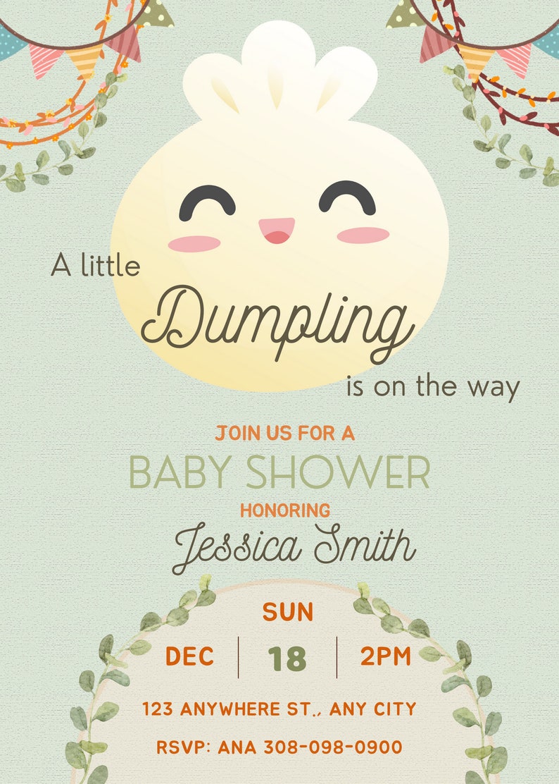 Little Dumpling Baby Shower Invitation Neutral Color Bao Baby Etsy