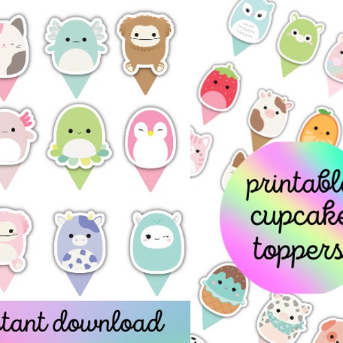Squishmallow Cupcake Toppers Squishmallow Birthday Party Etsy