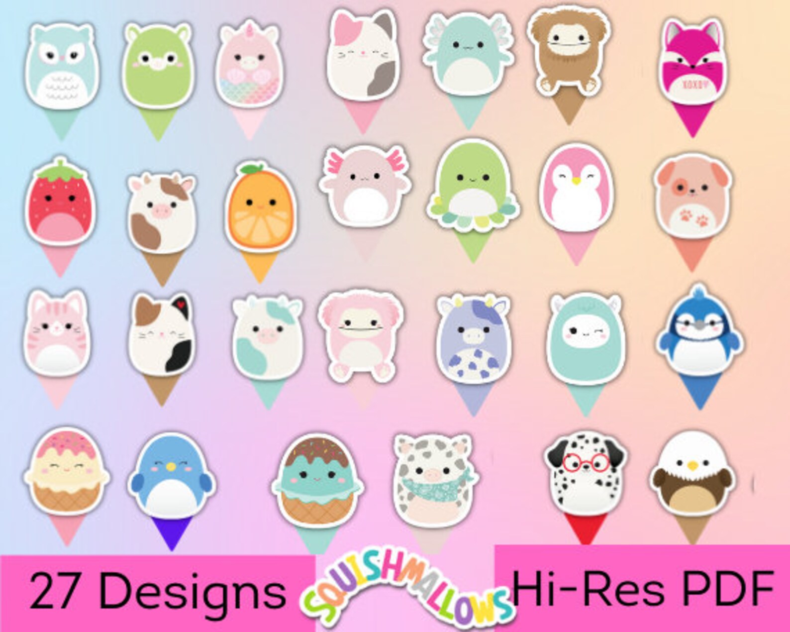 Squishmallows Cupcake Toppers Squishmallow Birthday Party Etsy sterreich
